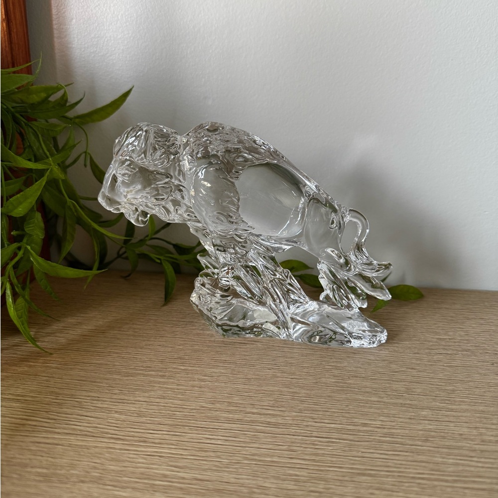 Elegant Princess House Clear Crystal Bison Sculpture